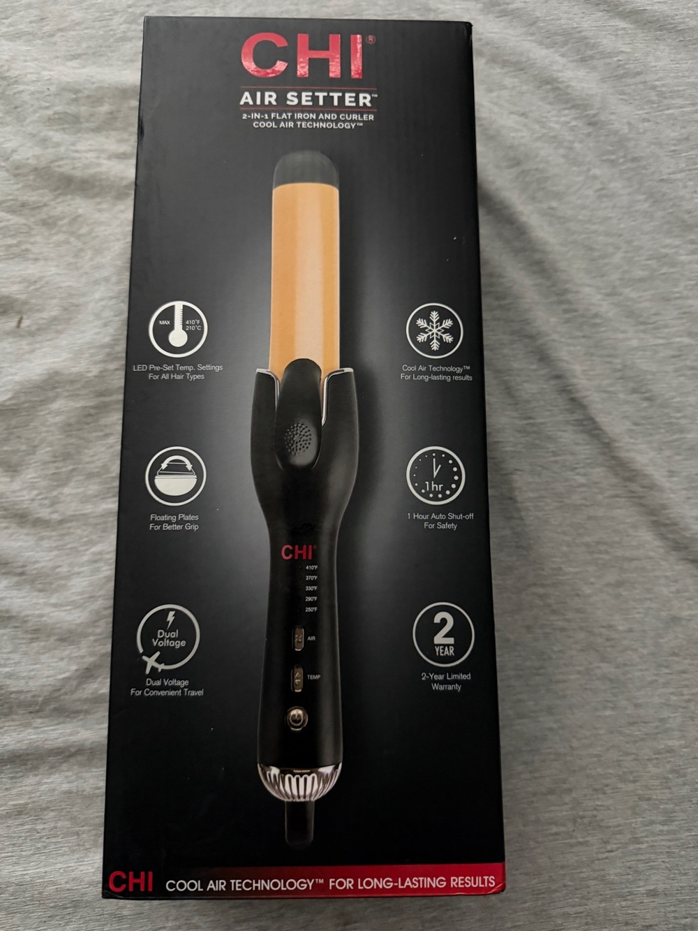 Brand New CHI Air Setter 2-in-1 Gold & Black Curling Iron